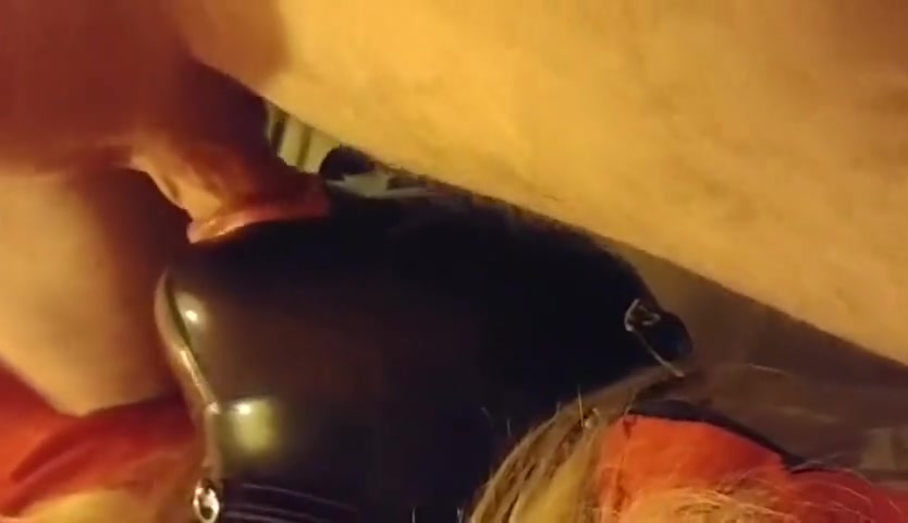 Throat Fucked H ooded Latex Slut